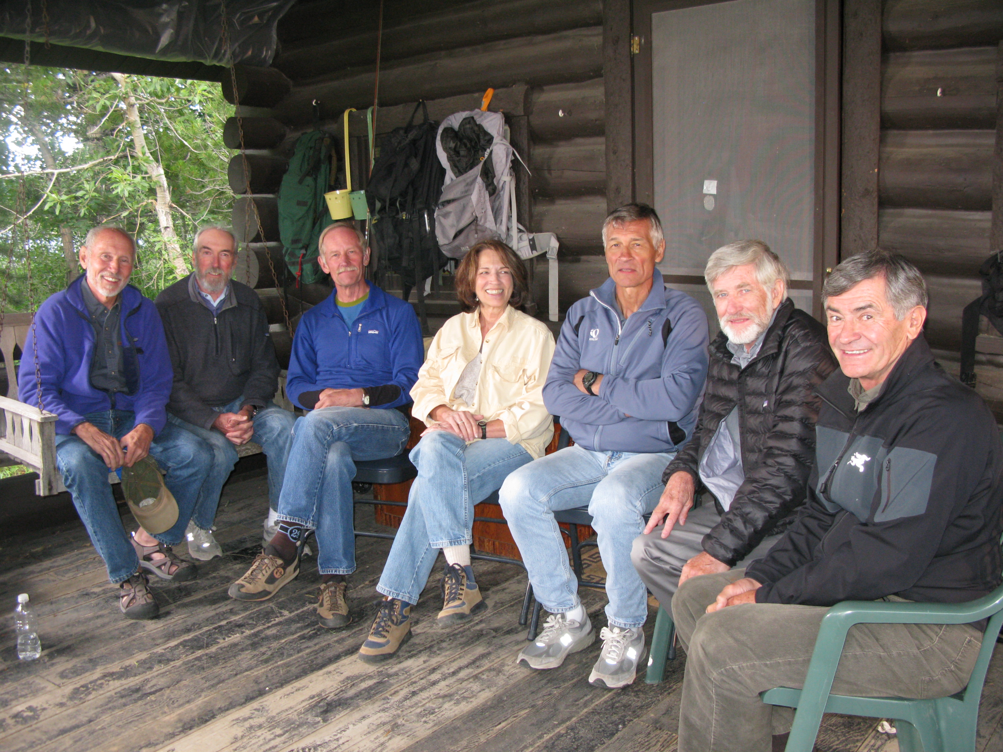 Modern day rescuers with rescued climber:  Rick Reese, Pete Sinclair, Ralph Tingey, Lorraine McCoy, Mike Ermarth, Bob Irvine, Ted Wilson Photo Credit: John Logan Pierson
